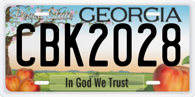GA license plate CBK2028