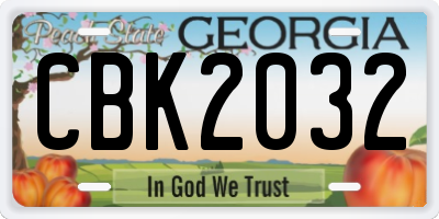 GA license plate CBK2032