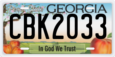 GA license plate CBK2033