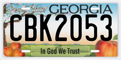 GA license plate CBK2053