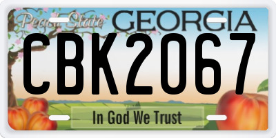 GA license plate CBK2067