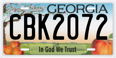 GA license plate CBK2072