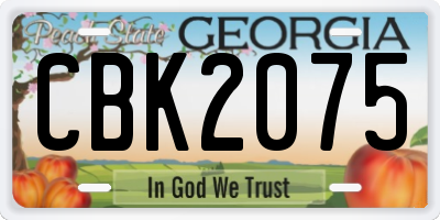 GA license plate CBK2075