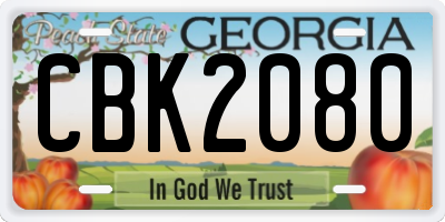 GA license plate CBK2080