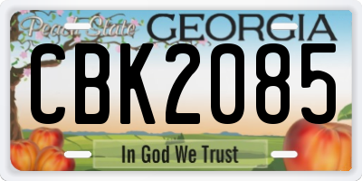 GA license plate CBK2085