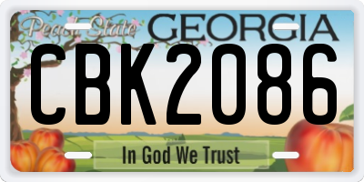 GA license plate CBK2086
