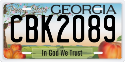 GA license plate CBK2089