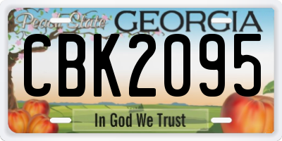GA license plate CBK2095