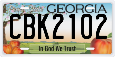 GA license plate CBK2102