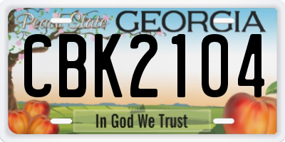 GA license plate CBK2104