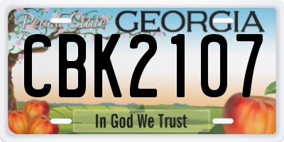 GA license plate CBK2107