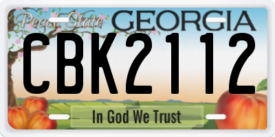 GA license plate CBK2112