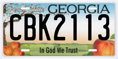 GA license plate CBK2113
