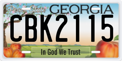 GA license plate CBK2115