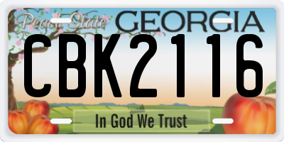 GA license plate CBK2116