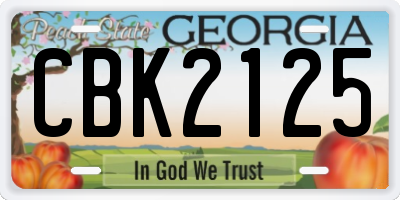 GA license plate CBK2125