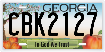 GA license plate CBK2127