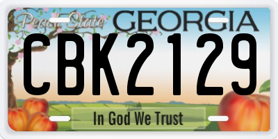 GA license plate CBK2129
