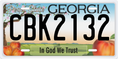 GA license plate CBK2132