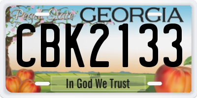 GA license plate CBK2133