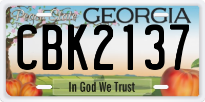 GA license plate CBK2137