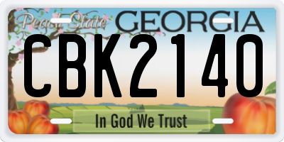 GA license plate CBK2140