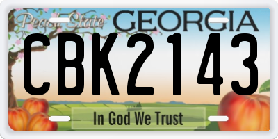 GA license plate CBK2143