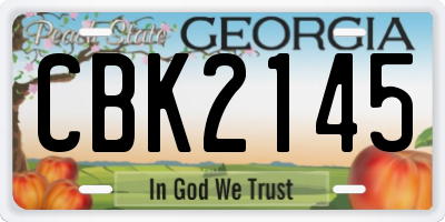 GA license plate CBK2145