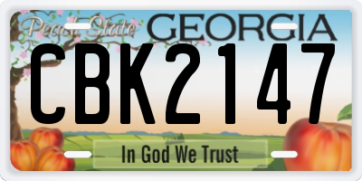 GA license plate CBK2147