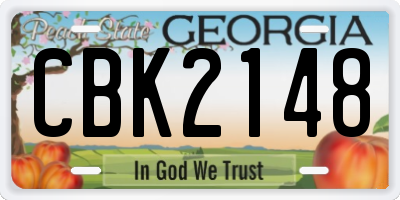 GA license plate CBK2148