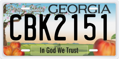 GA license plate CBK2151