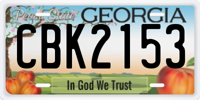 GA license plate CBK2153