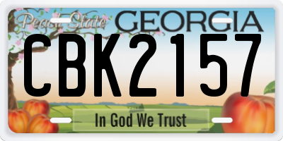 GA license plate CBK2157