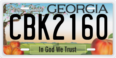 GA license plate CBK2160