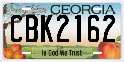 GA license plate CBK2162