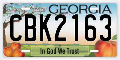 GA license plate CBK2163