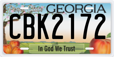 GA license plate CBK2172