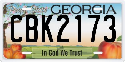 GA license plate CBK2173