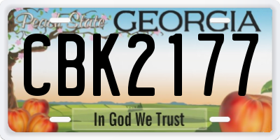 GA license plate CBK2177