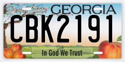 GA license plate CBK2191