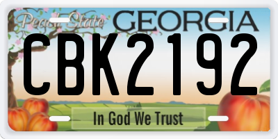 GA license plate CBK2192