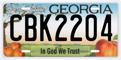 GA license plate CBK2204