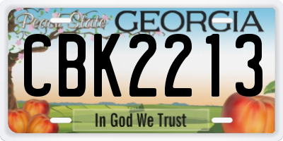 GA license plate CBK2213