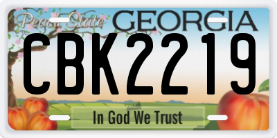 GA license plate CBK2219