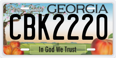 GA license plate CBK2220