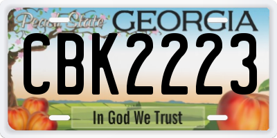 GA license plate CBK2223