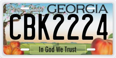GA license plate CBK2224
