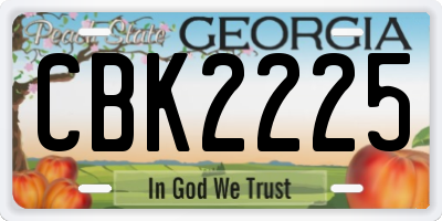 GA license plate CBK2225