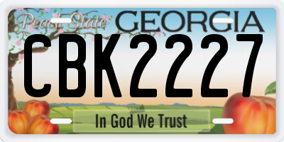GA license plate CBK2227