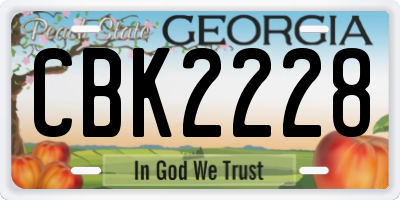 GA license plate CBK2228